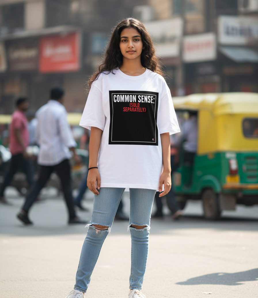 COMMON SENSE: (SOLD SEPARATELY) WHITE Unisex Oversized Classic T-Shirt