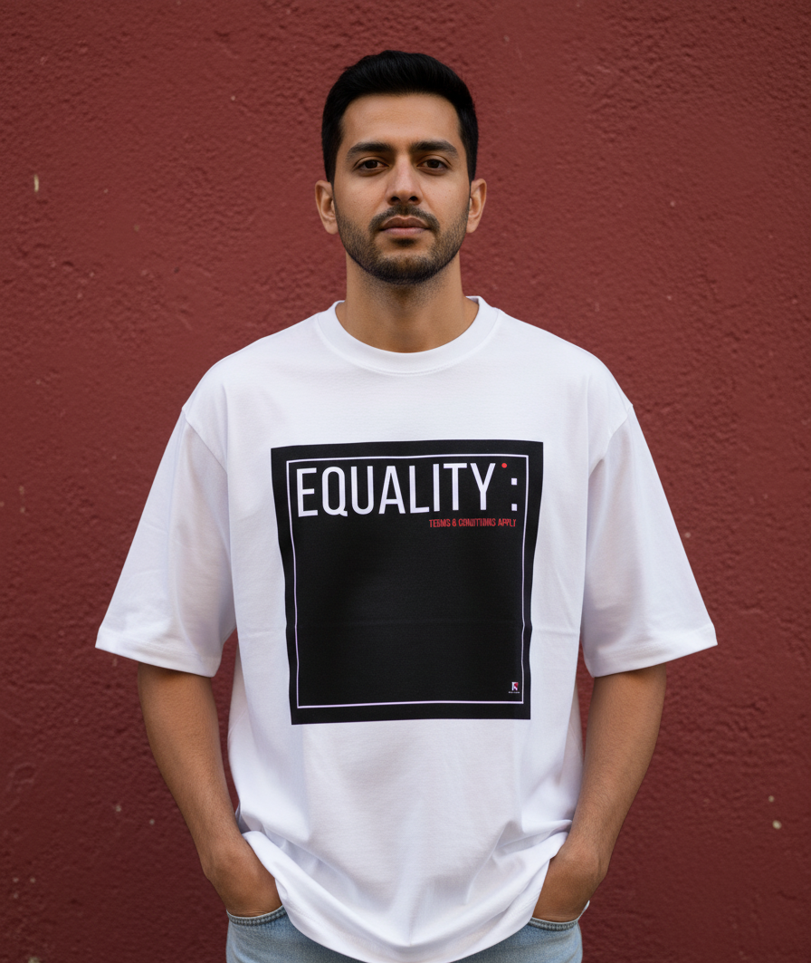 EQUALITY: TERMS & CONDITIONS APPLY WHITE Unisex Oversized Classic T-Shirt