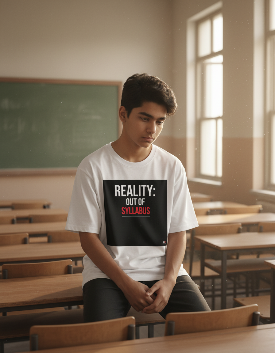 REALITY: OUT OF SYLLABUS WHITE Unisex Oversized Classic T-Shirt