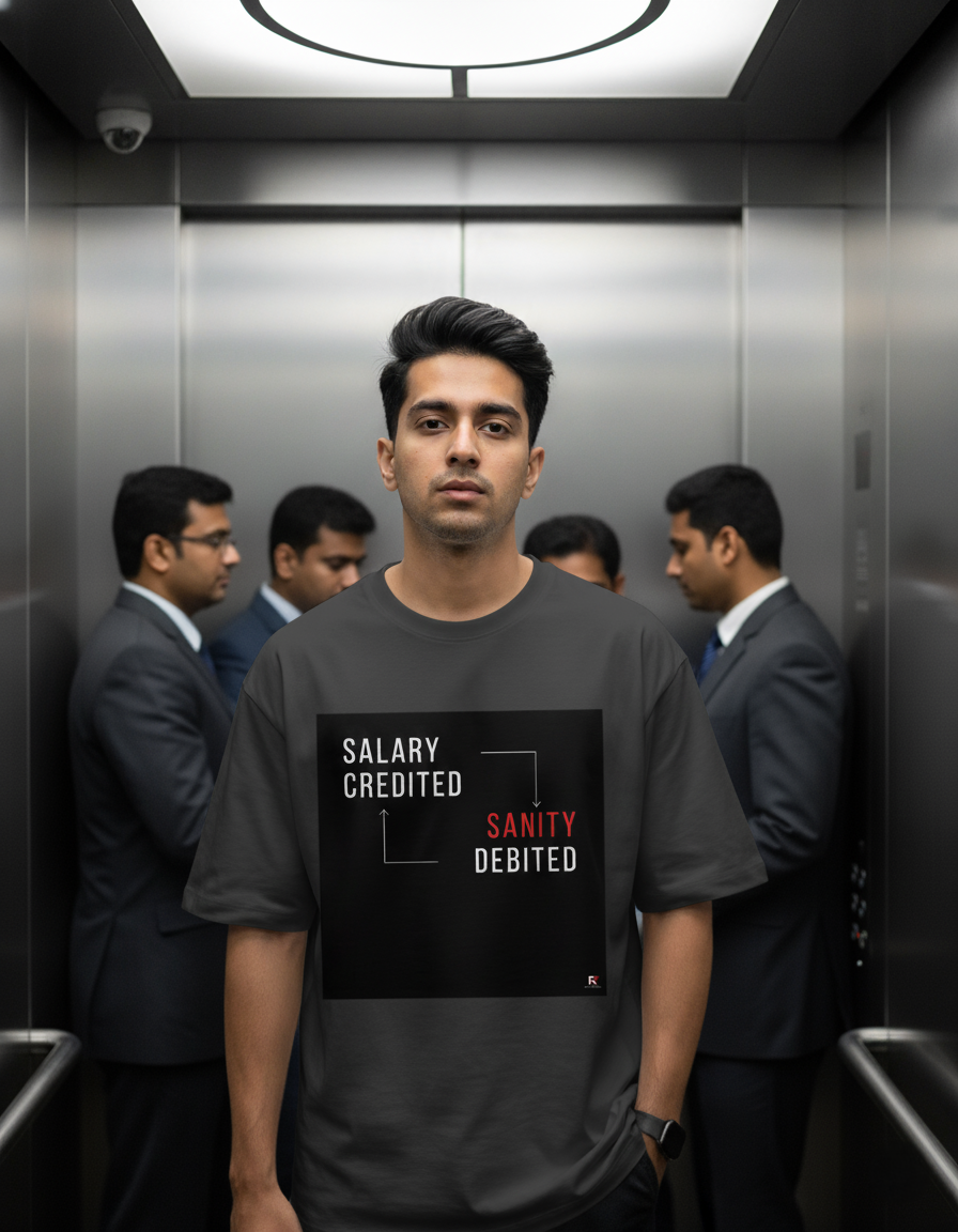 SALARY CREDITED SANITY DEBITED BLACK Unisex Oversized Classic T-Shirt