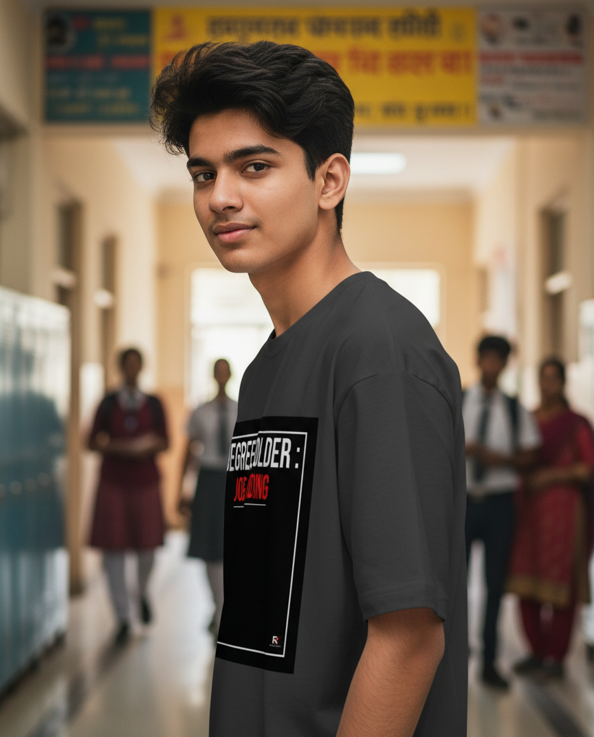 DEGREE HOLDER: JOB PENDING BLACK Unisex Oversized Classic T-Shirt