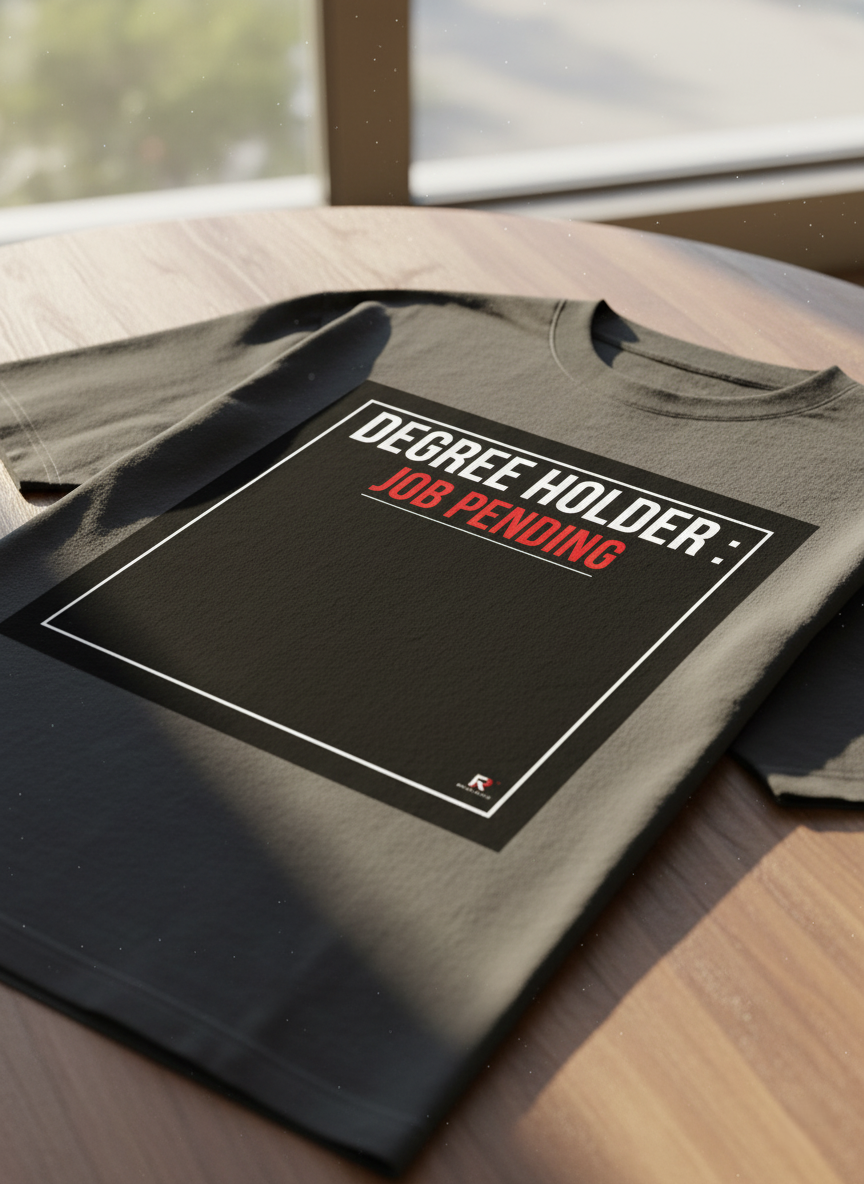 DEGREE HOLDER: JOB PENDING BLACK Unisex Oversized Classic T-Shirt
