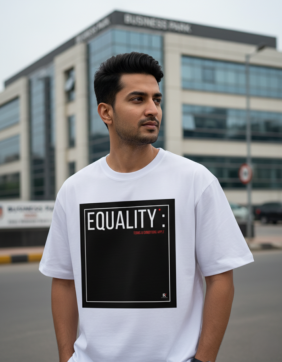 EQUALITY: TERMS & CONDITIONS APPLY WHITE Unisex Oversized Classic T-Shirt