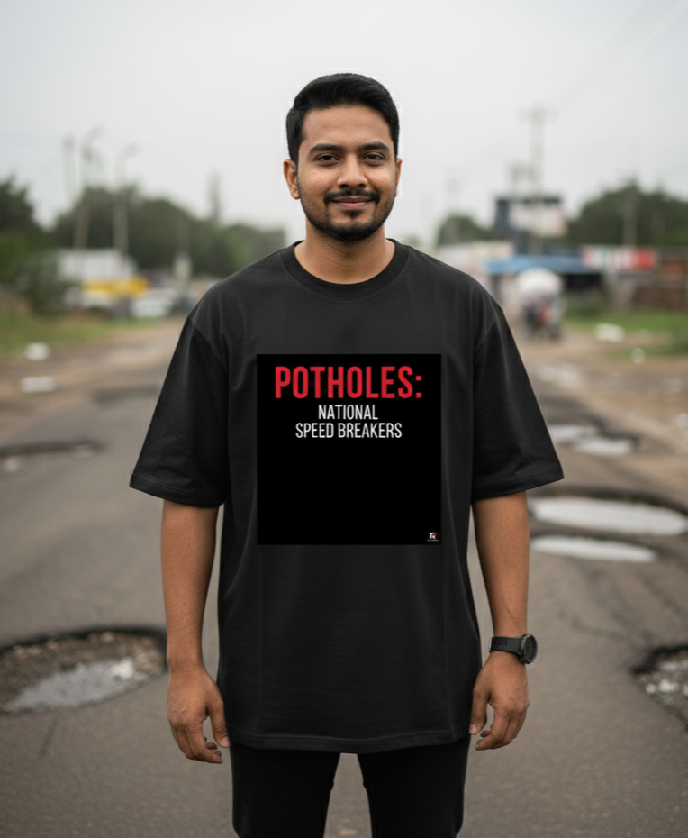 POTHOLES: NATIONAL SPEED BREAKERS BLACK Unisex Oversized Classic T-Shirt