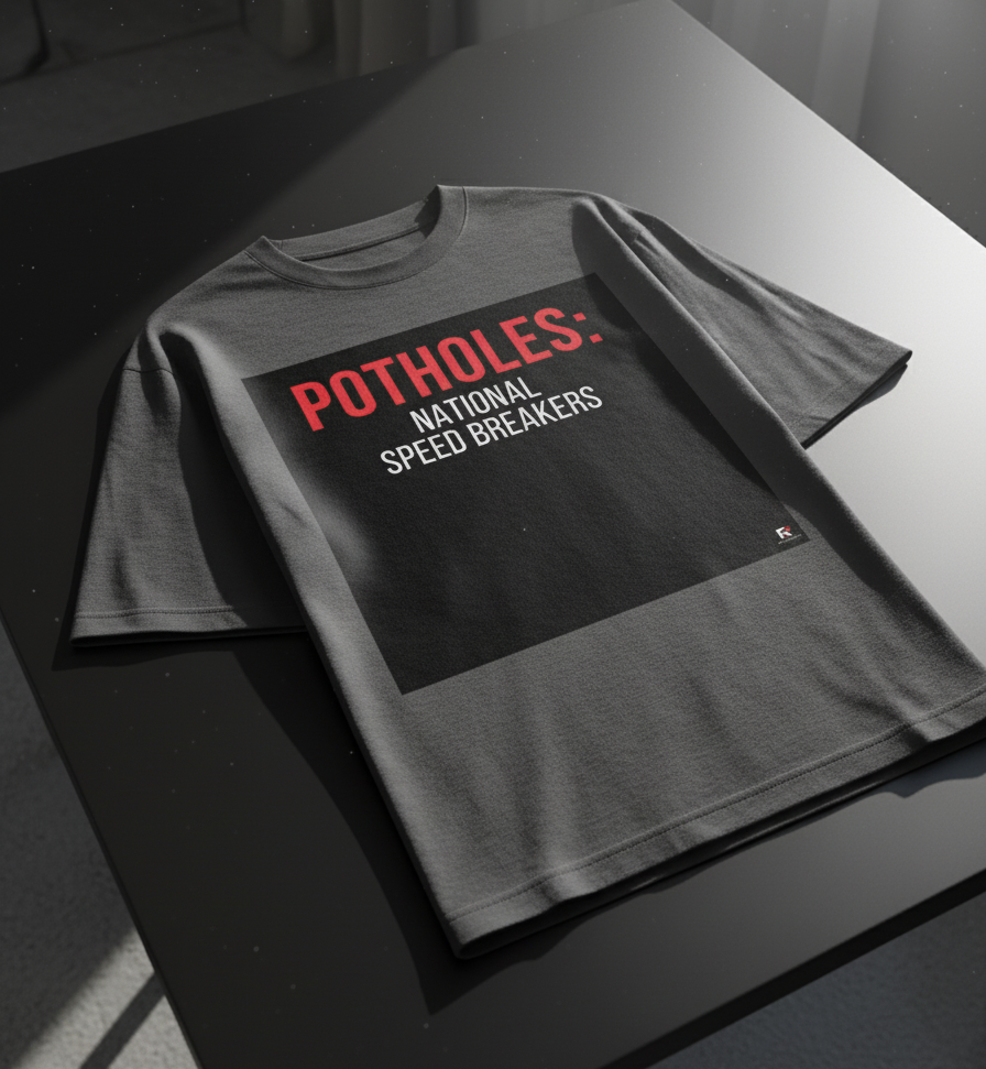 POTHOLES: NATIONAL SPEED BREAKERS BLACK Unisex Oversized Classic T-Shirt