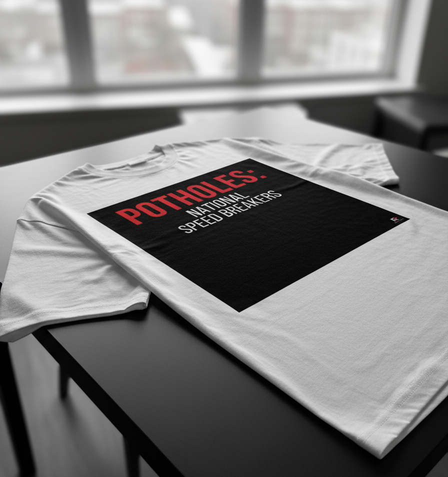 POTHOLES: NATIONAL SPEED BREAKERS WHITE Unisex Oversized Classic T-Shirt