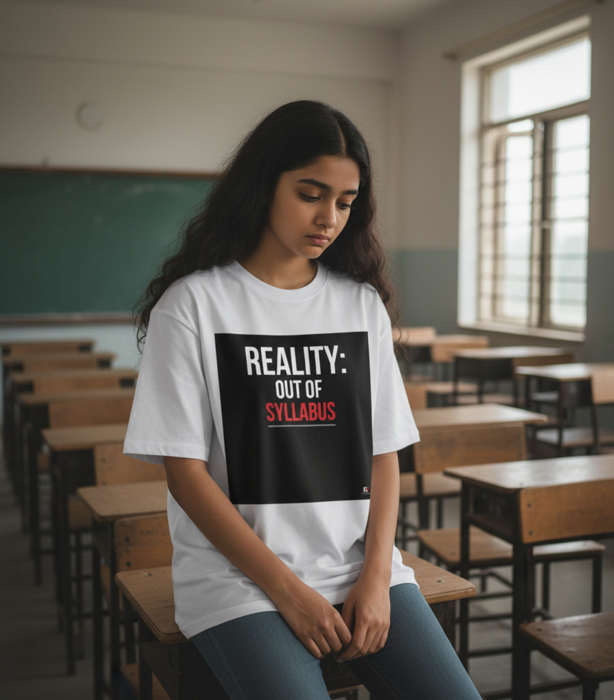 REALITY: OUT OF SYLLABUS WHITE Unisex Oversized Classic T-Shirt