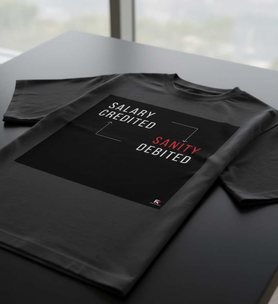 SALARY CREDITED SANITY DEBITED BLACK Unisex Oversized Classic T-Shirt