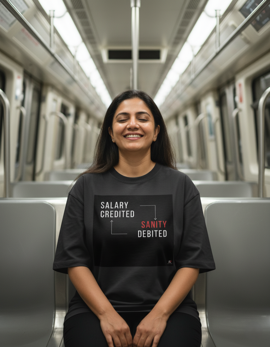 SALARY CREDITED SANITY DEBITED BLACK Unisex Oversized Classic T-Shirt